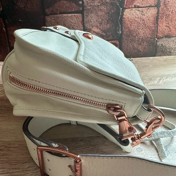 NWT Aimee Kestenberg White Leather Crossbody Bag with pockets and wide strap. - Picture 7 of 16